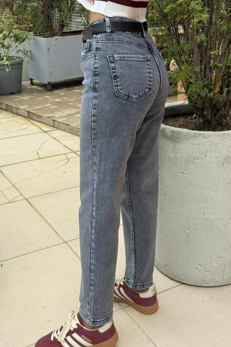 BELTED SIMPLE WOMEN JEANS GREY/GRI - 4