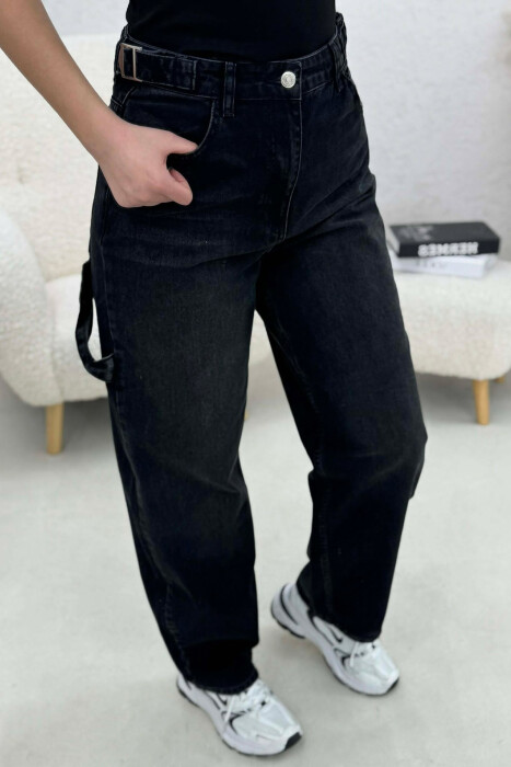 BELTS DETAIL WOMEN JEANS BLACK/ E ZEZE - 6