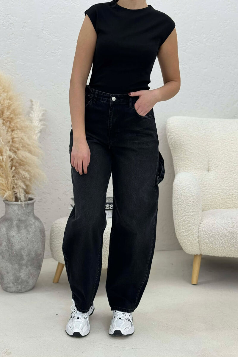 BELTS DETAIL WOMEN JEANS BLACK/ E ZEZE - 7