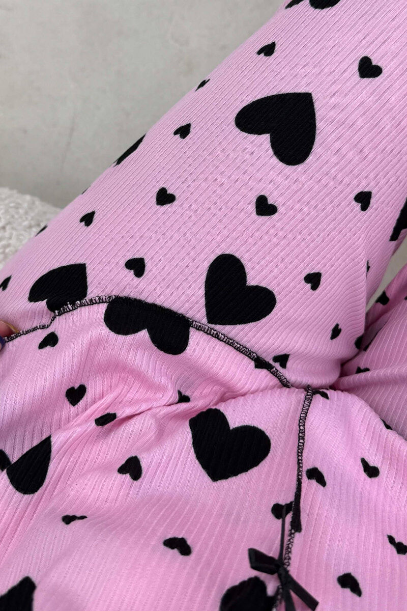 BIG HEARTS DESIGN BOW DETAIL WOMEN PYJAMAS PINK/ROZE - 5