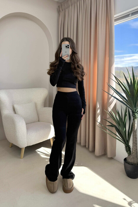 BLOUSE+TROUSERS ONE COLOR WOMEN SET BLACK/ E ZEZE 