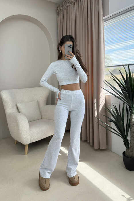 BLOUSE+TROUSERS ONE COLOR WOMEN SET LIGHT GREY/GZ - 2