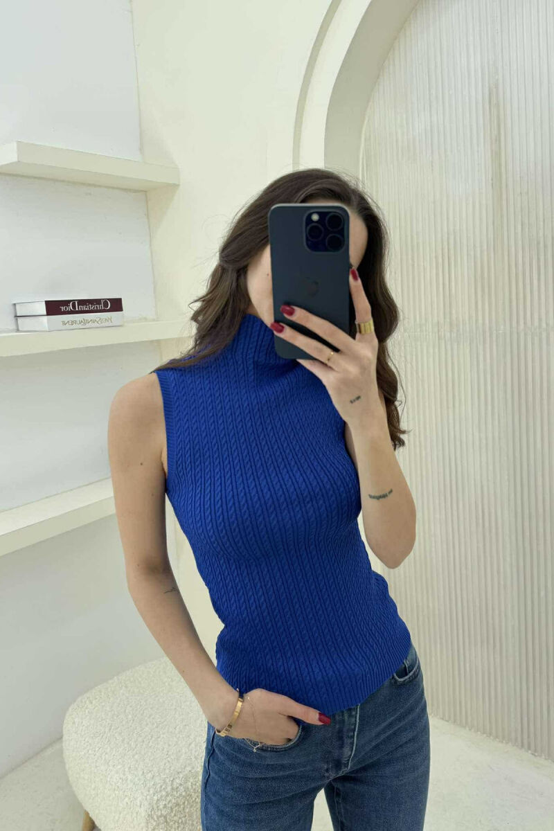 BLUZË AKRELIKE NJË NGJYRËSHE PËR FEMRA NË NGJYRËN BLU - 1