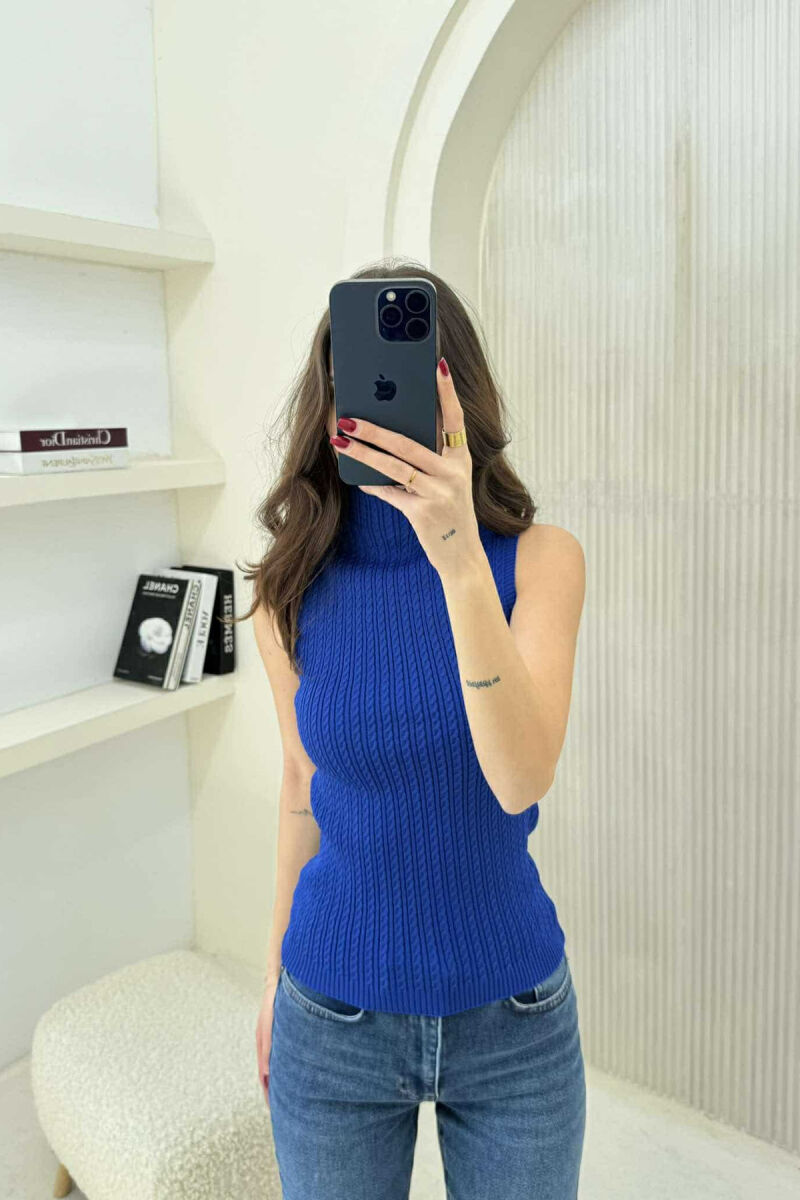 BLUZË AKRELIKE NJË NGJYRËSHE PËR FEMRA NË NGJYRËN BLU - 3