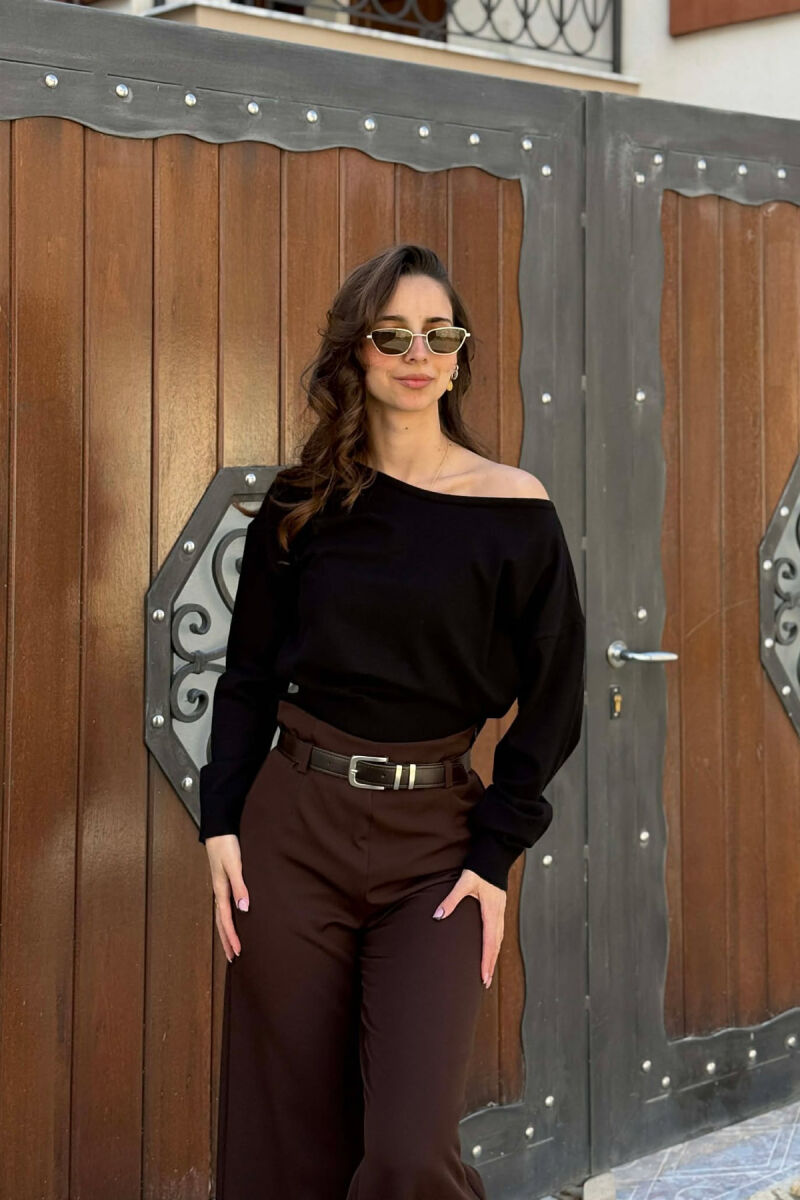 ONE COLOR SIMPLE WOMAN SWEATER BLACK/ E ZEZE - 1