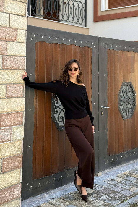 ONE COLOR SIMPLE WOMAN SWEATER BLACK/ E ZEZE - 2