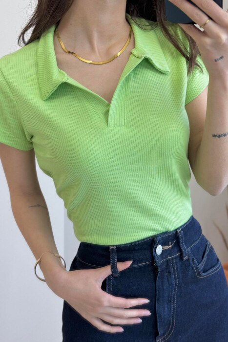 BLUZË E THJESHTË PËR FEMRA NË NGJYRËN JESHILE E ZBARDHUR - 7