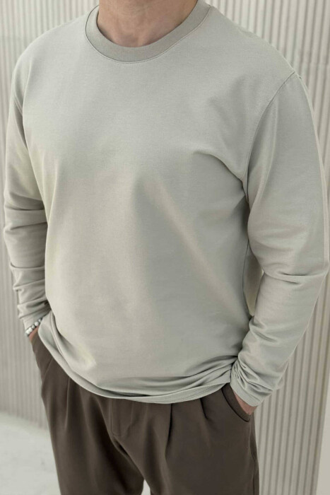 BLUZË E THJESHTË PËR MESHKUJ NË NGJYRËN BEZHË E ZBARDHUR - 3