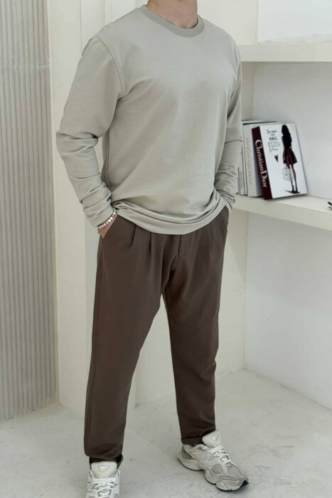 BLUZË E THJESHTË PËR MESHKUJ NË NGJYRËN BEZHË E ZBARDHUR - 4