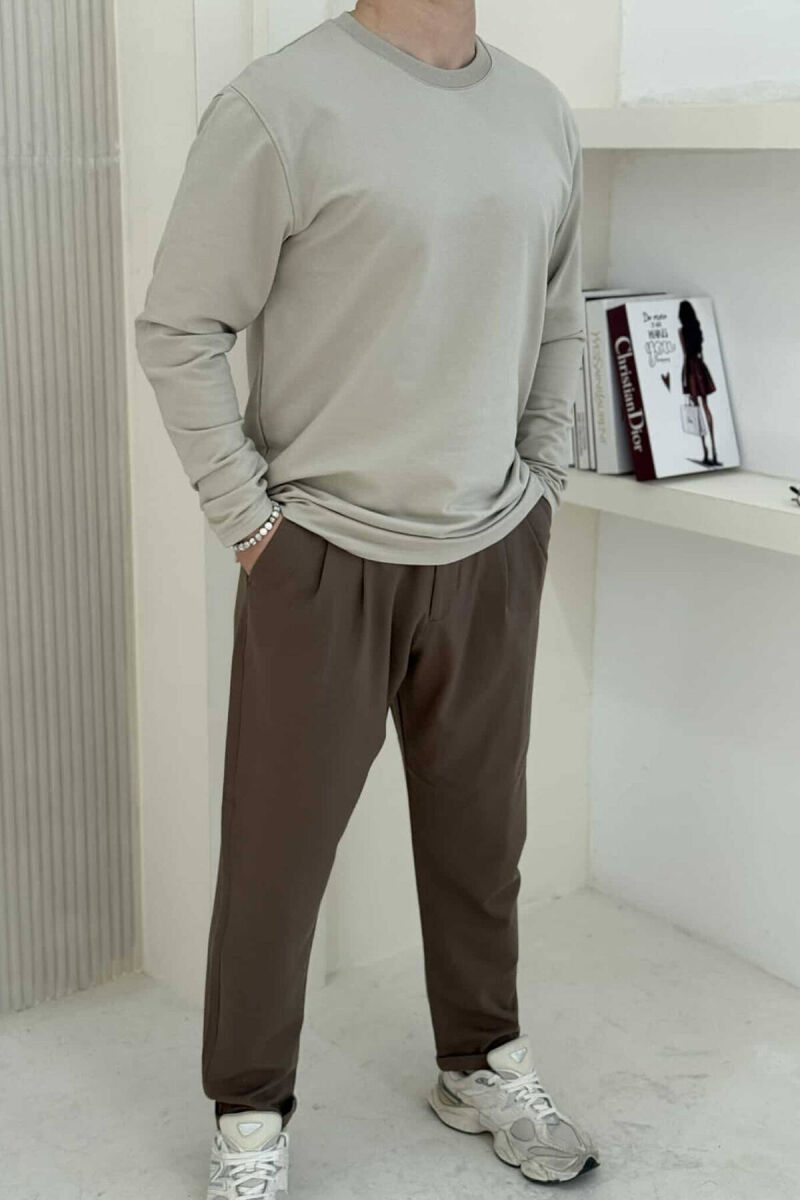 BLUZË E THJESHTË PËR MESHKUJ NË NGJYRËN BEZHË E ZBARDHUR - 4