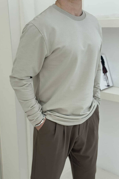 BLUZË E THJESHTË PËR MESHKUJ NË NGJYRËN BEZHË E ZBARDHUR - 5