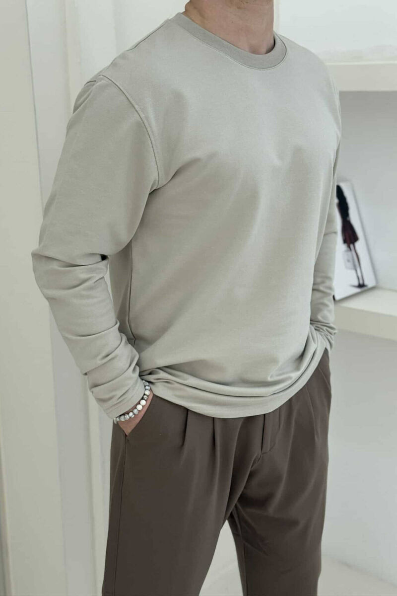 BLUZË E THJESHTË PËR MESHKUJ NË NGJYRËN BEZHË E ZBARDHUR - 5