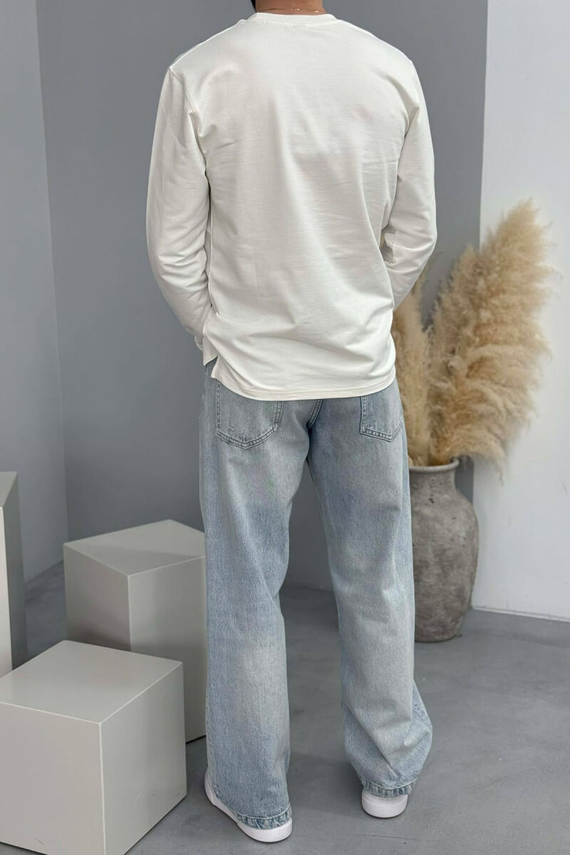 BLUZË E THJESHTË PËR MESHKUJ NË NGJYRËN KREM - 3