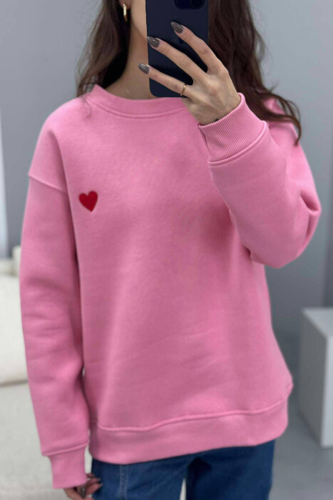 BLUZË ME PUSH ME DETAJIN E ZEMRËS PËR FEMRA NË NGJYRËN ROZË - 3