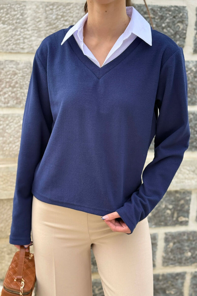 BLUZE ME JAKE POLO PER FEMRA NE NGJYRE BLU - 5