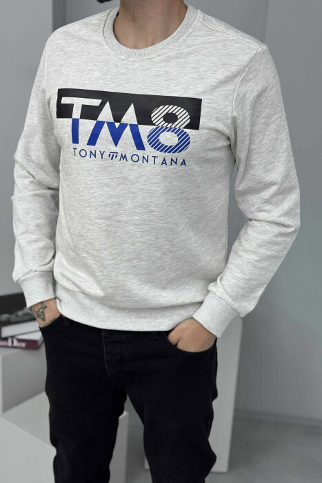 BLUZË ME JAKË RRUMBULLAKE DHE ME DIZAJN NE PJESËN PARA PËR MESHKUJ NË NGJYRËN KREM - 2