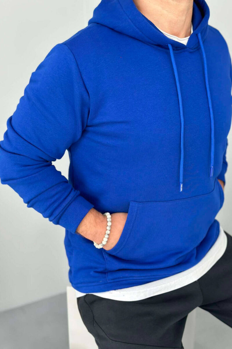 BLUZË ME KAPUC UNISEX NJË NGJYRËSHE NË NGJYRË BLU - 7