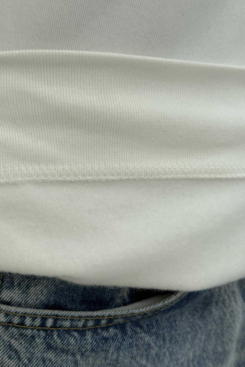 BLUZË ME PUSH DHE ME SHKRIM TË THJESHTË NË PJESËN PARA PËR MESHKUJ NË NGJYRË TË BARDHË - 5