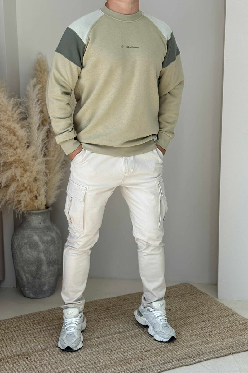 BLUZË ME PUSH DHE ME SHKRIM TË THJESHTË NË PJESËN PARA PËR MESHKUJ NË NGJYRË ULLI - 1