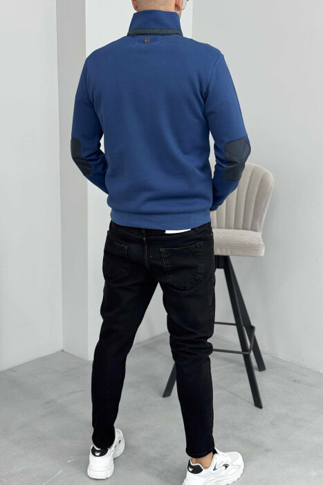 BLUZË NJË NGJYRËSHE ME JAKË ME ZINXHIR PËR MESHKUJ NË NGJYRË BLU - 5