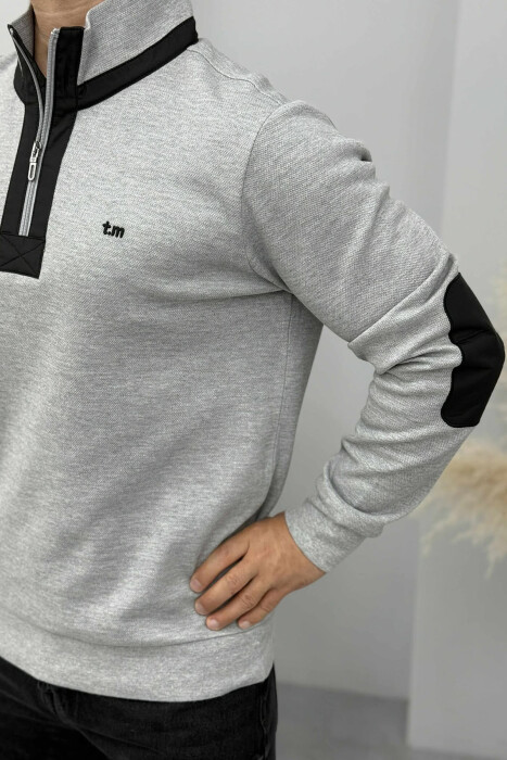 BLUZË NJË NGJYRËSHE ME JAKË ME ZINXHIR PËR MESHKUJ NË NGJYRËN GRI - 2