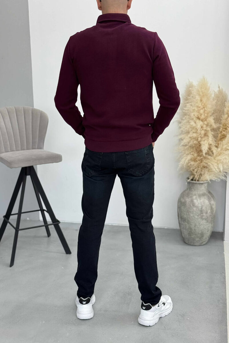 BLUZË NJË NGJYRËSHE ME JAKË POLO DHE BUTONA PËR MESHKUJ NË NGJYRËN LEJLA TË ERRËT - 3