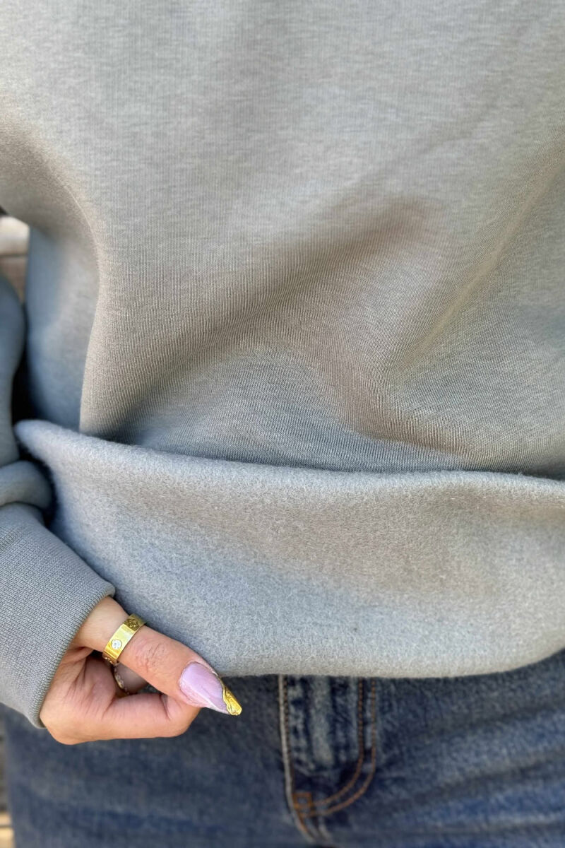 BLUZË NJË NGJYRËSHE ME PUSH DHE JAKË POLO PËR FEMRA NË NGJYRË GRI - 5