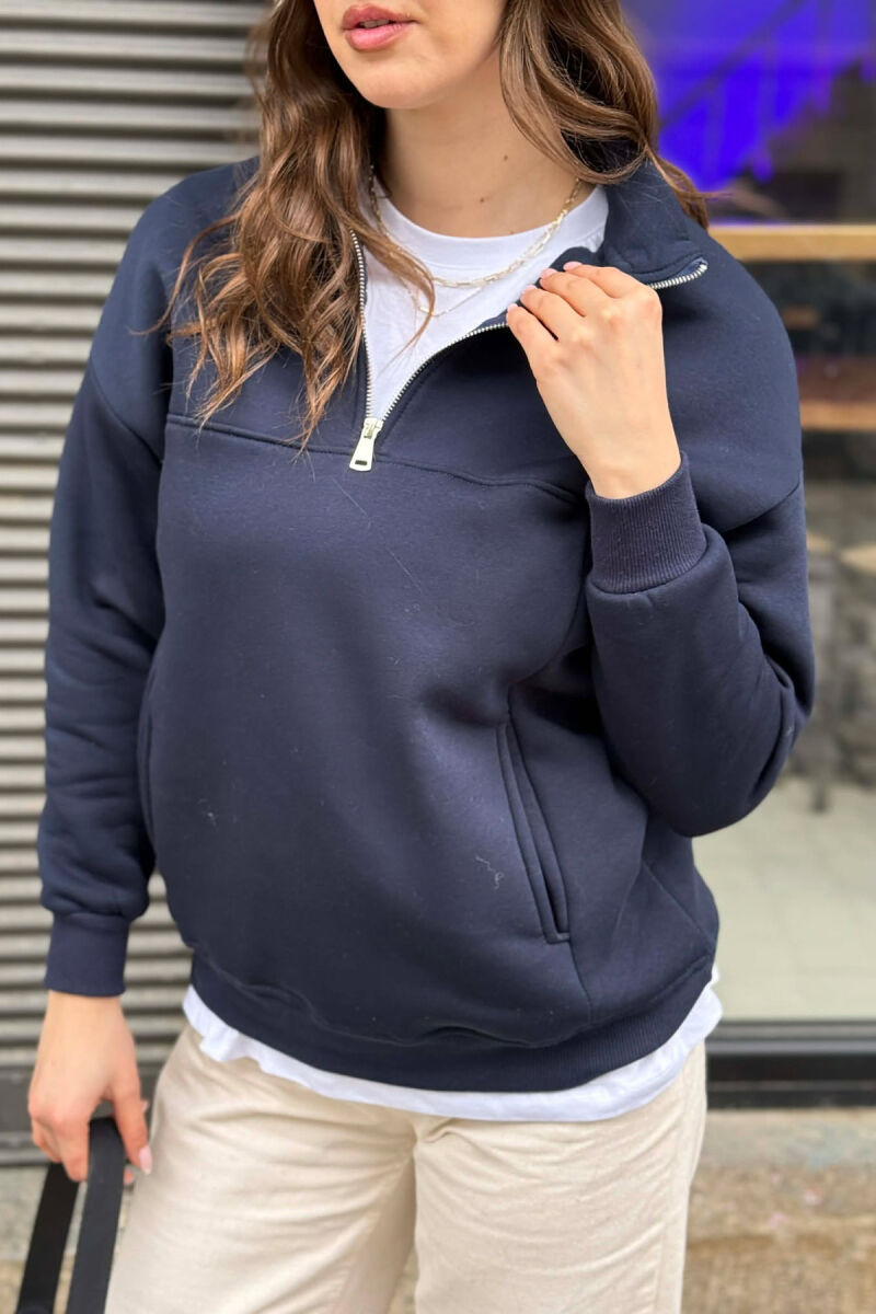 BLUZE NJE NGJYRESHE ME PUSH ME JAKE ME ZINXHIR PER FEMRA NE NGJYRE BLU TE ERRET - 3