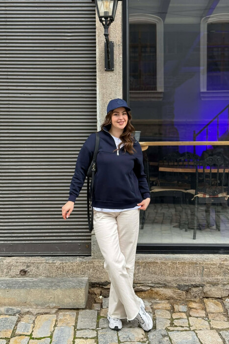 BLUZE NJE NGJYRESHE ME PUSH ME JAKE ME ZINXHIR PER FEMRA NE NGJYRE BLU TE ERRET - 5