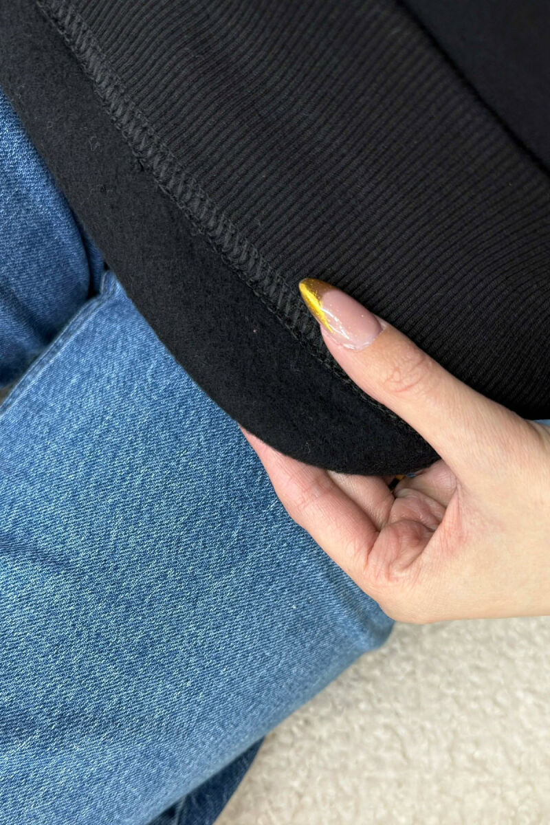 BLUZË NJË NGJYRËSHE ME PUSH PËR FEMRA NË NGJYRË TË ZEZË - 7