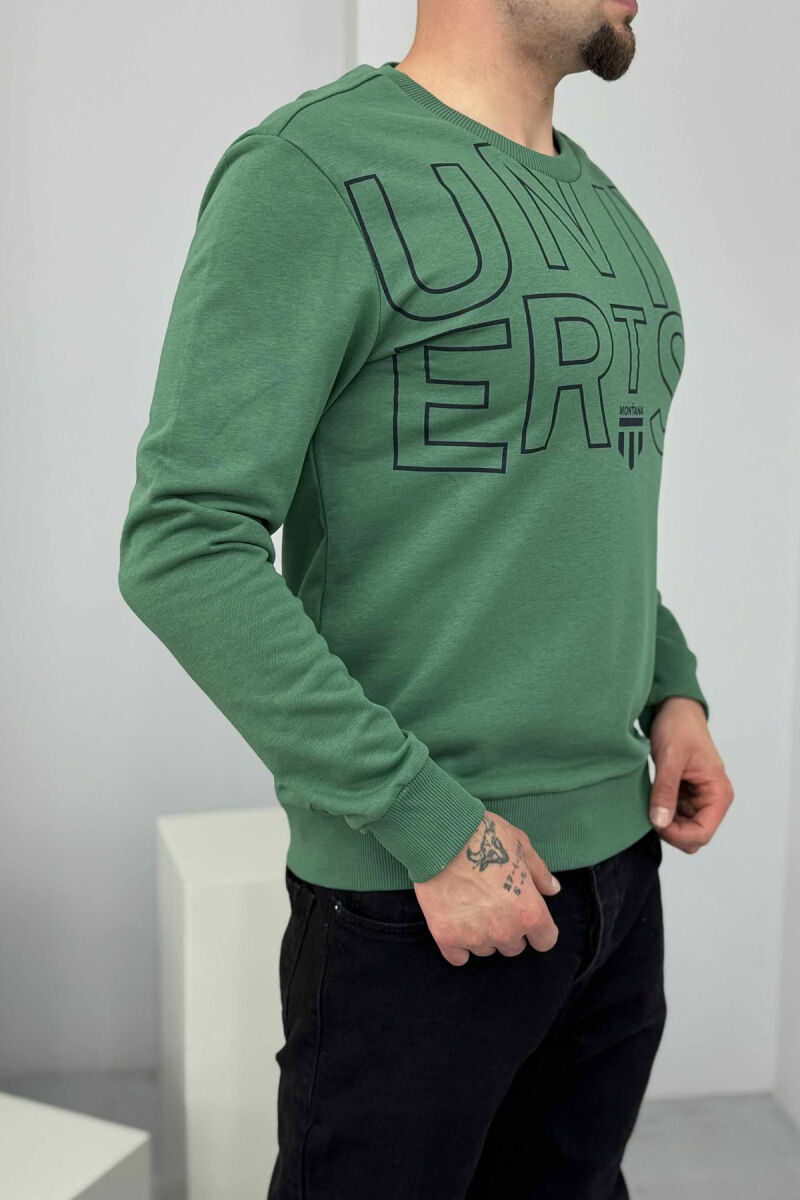 BLUZË NJË NGJYRËSHE ME SHKRIM PARA PËR MESHKUJ NË NGJYRË JESHILE - 3