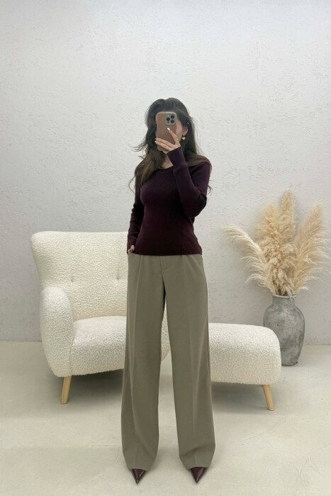 BLUZE NJE NGJYRESHE PER FEMRA ME JAKE TE RRUMBULLAKET NE NGJYRE VISHNJE TE ERRET - 3