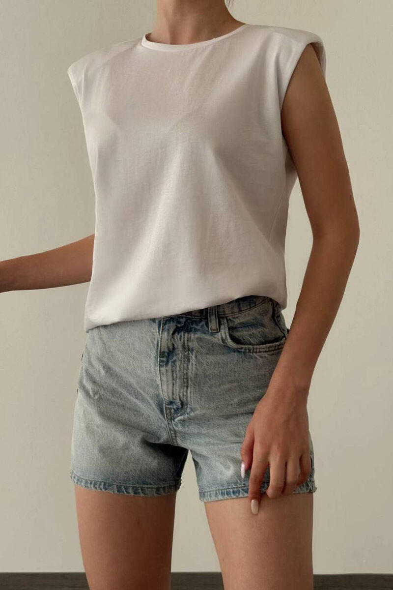 BLUZË NJËNGJYRËSHE PËR FEMRA NË NGJYRËN E BARDHË - 1