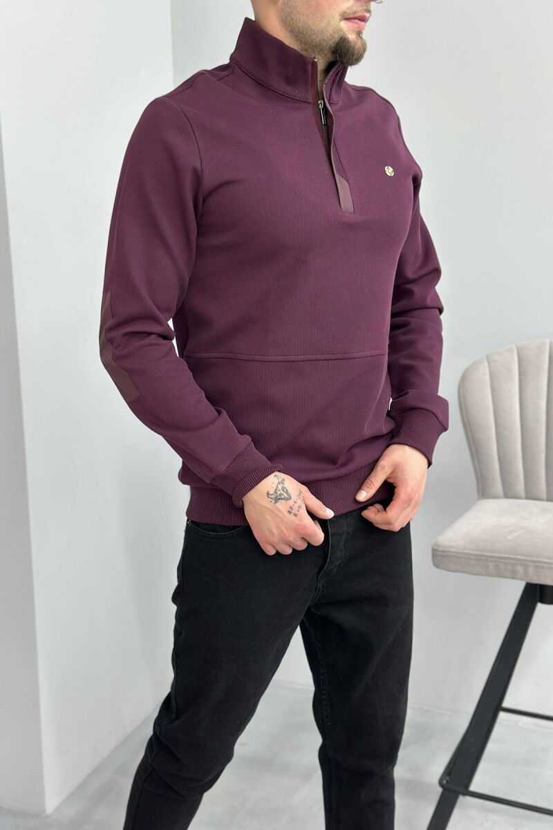 BLUZË NJËNGJYRËSHE ME LOGO TË VOGËL GOLD PËR MESHKUJ NË NGJYRËN VISHNJË - 3