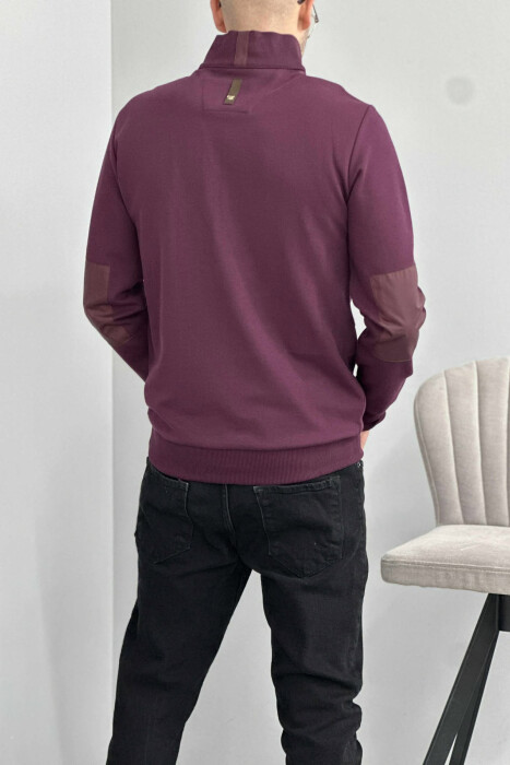 BLUZË NJËNGJYRËSHE ME LOGO TË VOGËL GOLD PËR MESHKUJ NË NGJYRËN VISHNJË - 4