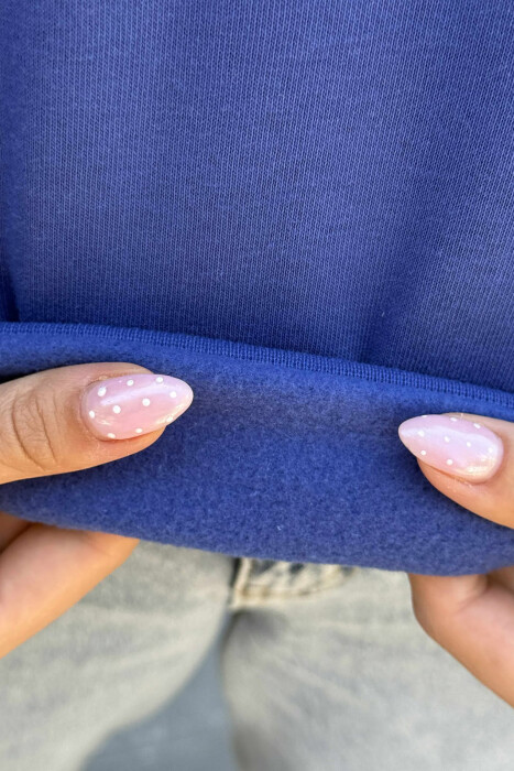 BLUZË NJËNGJYRËSHE ME PUSH DHE JAKË TË RRUMBULLAKËT PËR FEMRA NË NGJYRËN BLU - 5