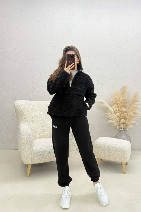 BLUZE PELLUSHI NJE NGJYRESHE ME JAKE ME ZINXHIR PER FEMRA NE NGJYRE TE ZEZE - 4