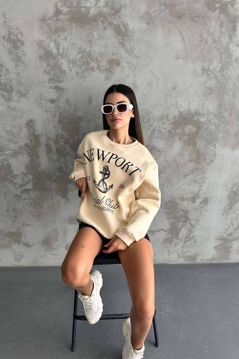 NEWPORT LOGO WOMEN SWEATSHIRT BEIGE/BEZHE - 2