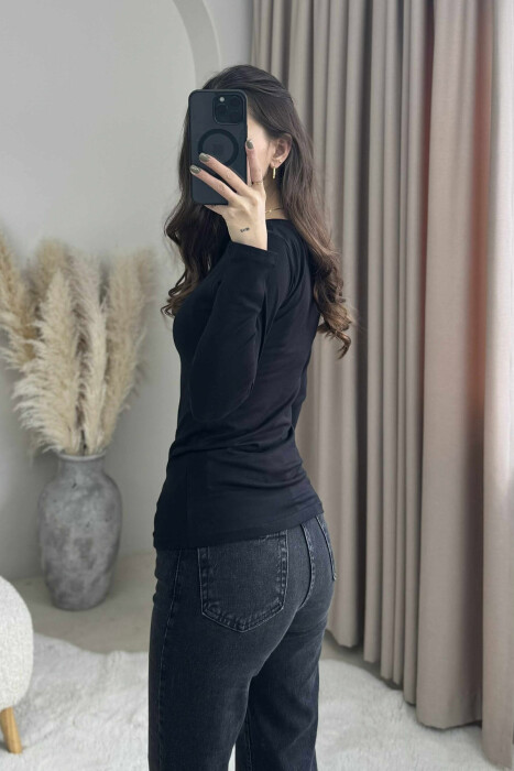 BLUZË PËR FEMRA ME MENGË TË GJATA NË NGJYRË TË ZEZË - 2