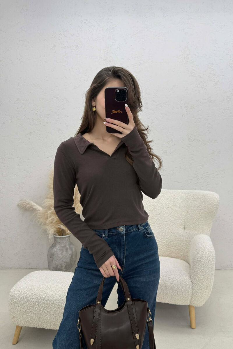 BLUZE PER FEMRA NE NGJYRE KAFE - 1