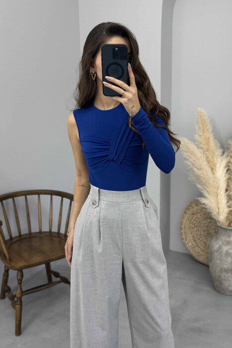 BODY ME NJË MËNGË PËR FEMRA NË NGJYRËN BLU - 5