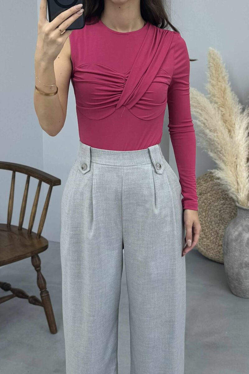 BODY ME NJË MËNGË PËR FEMRA NË NGJYRËN CIKLAMI - 3