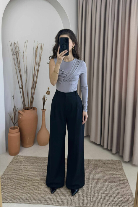 BODY ME NJË MËNGË PËR FEMRA NË NGJYRËN GRI - 2