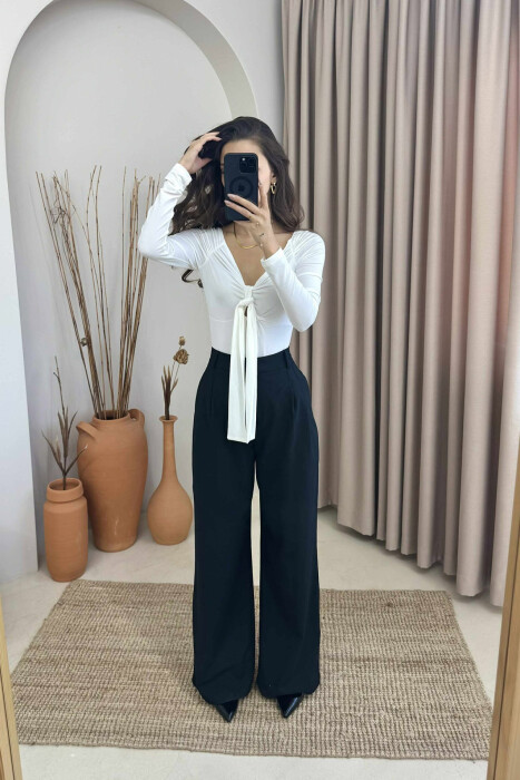 BODY NJË NGJYRËSH ME DETAJIN E FJONGOS PËR FEMRA NË NGJYRËN E BARDHË 