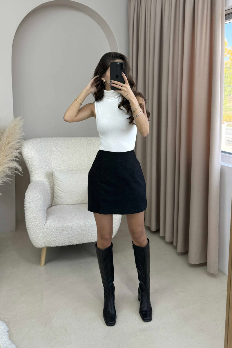 BODY NJË NGJYRËSHE PA MËNGË ME JAKË GOLF PËR FEMRA NË NGJYRË TË BARDHË - 5