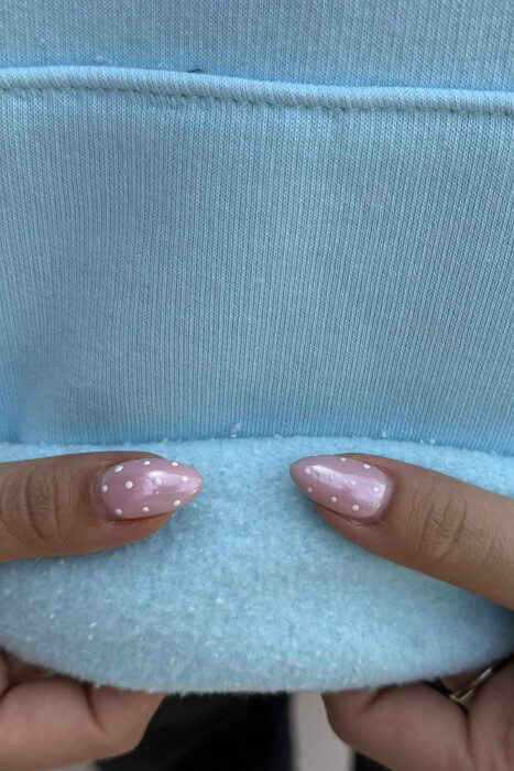 BOTH SIDE DESIGN FLUFFY WOMEN HOODIE LIGHTBLUE/BZ - 4