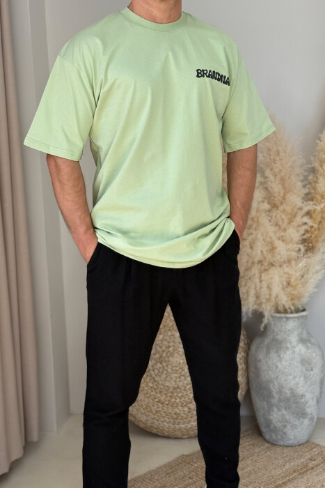 T-SHIRT ME SHKRIME DHE DIZAJN PËR MESHKUJ NË NGJYRËN MENTE 