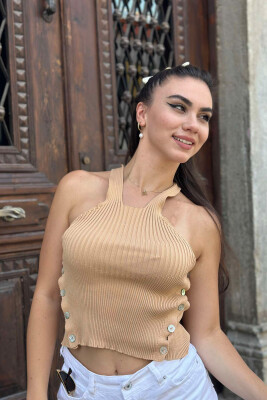 BUTTON DETAIL WOMAN TOP BEIGE/BEZHE - 3