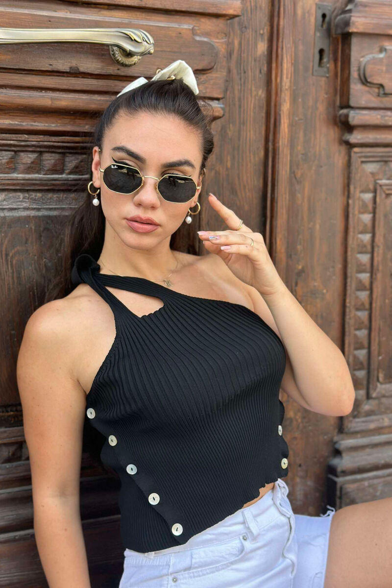 BUTTON DETAIL WOMAN TOP BLACK/ E ZEZE - 1