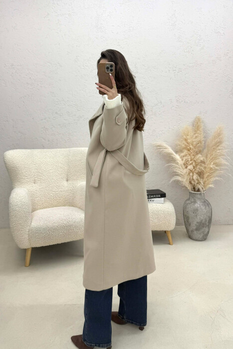 BUTTON DETAILS LONG WOMAN COAT BEIGE/BEZHE - 2